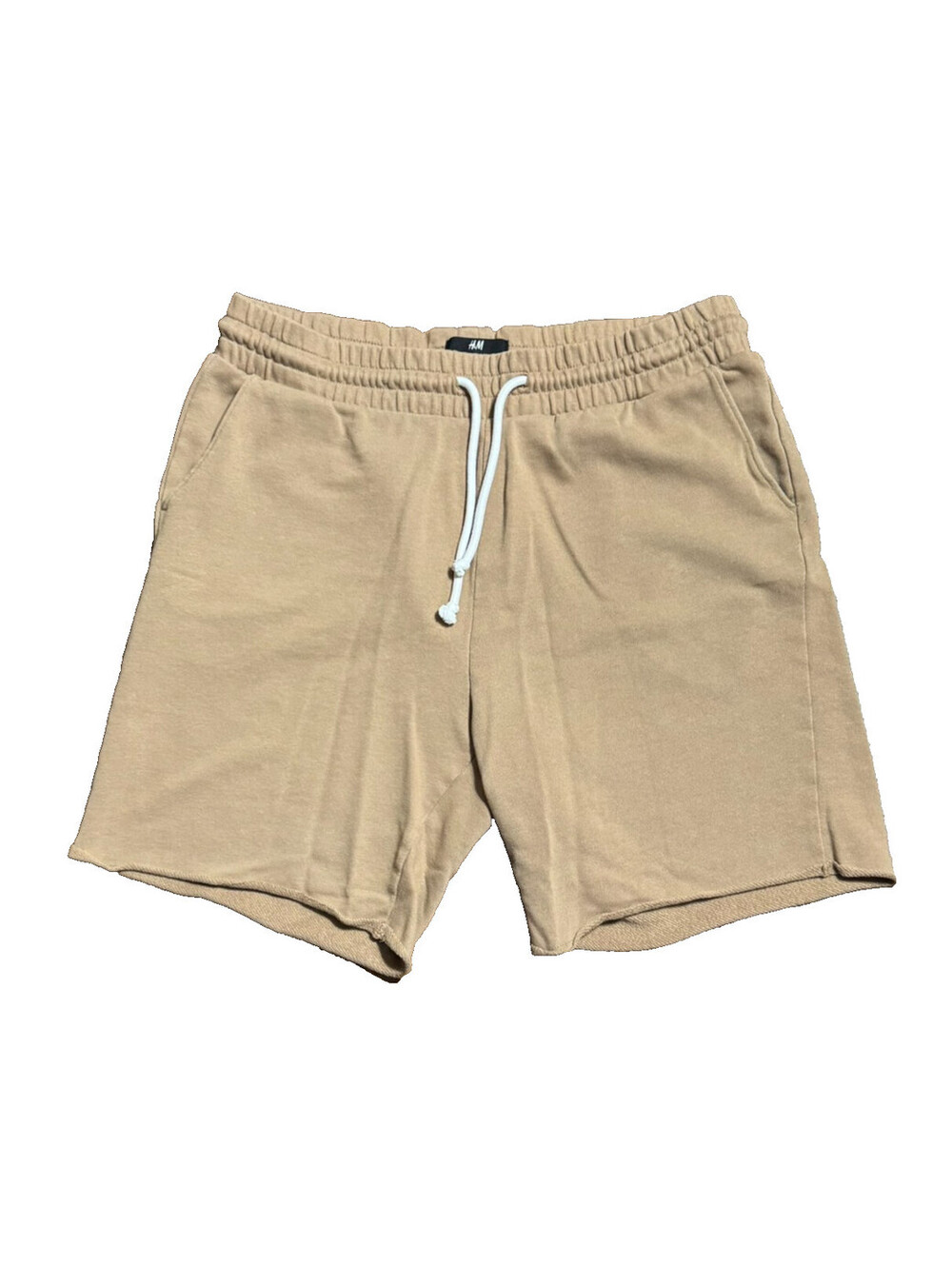 H&M Men's Tan Fleece Sweat Shorts Cotton/Poly Regular Fit Drawstring Pockets L
